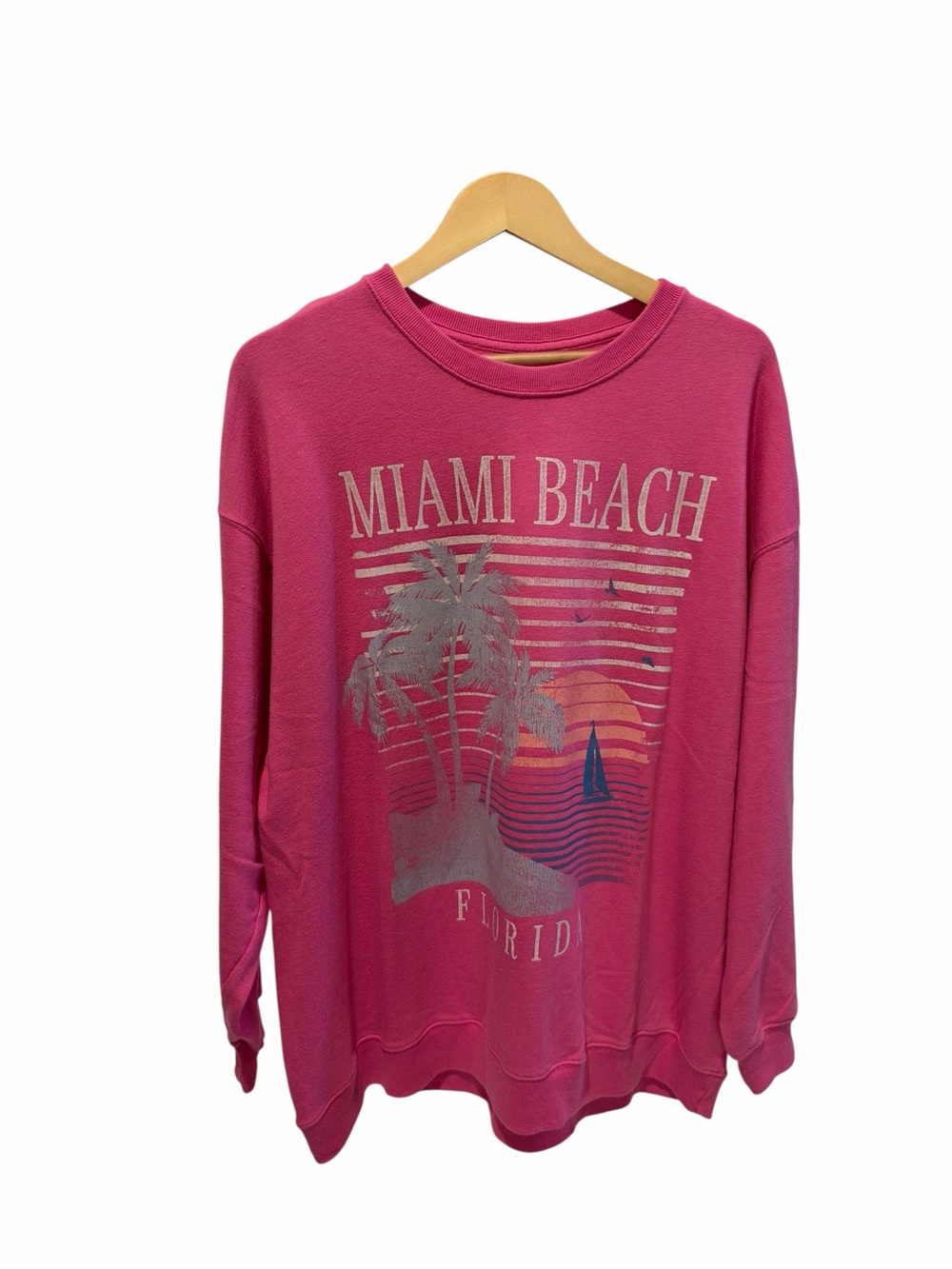 Hollister Pink Miami Beach Graphic Crewneck Sweater